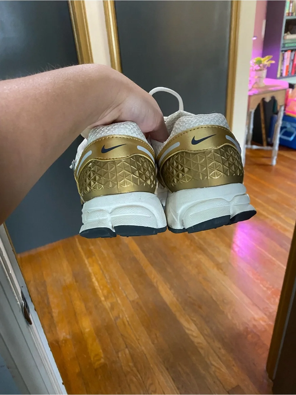 Nike Women's White and Gold Vomero 5’s